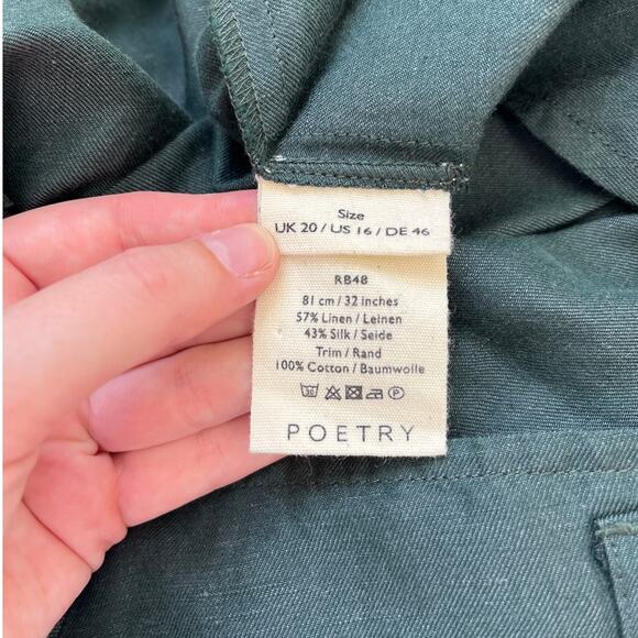 POETRY Linen-Silk Straight-Leg Button-Front Full-Length Trousers Pants - US16 - Picture 9 of 11